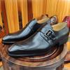 Elegant Black Men's Loafers Dress Formal Suit Shoes Breathable Leather Handmade Monk Style No Slip Adult Footwear