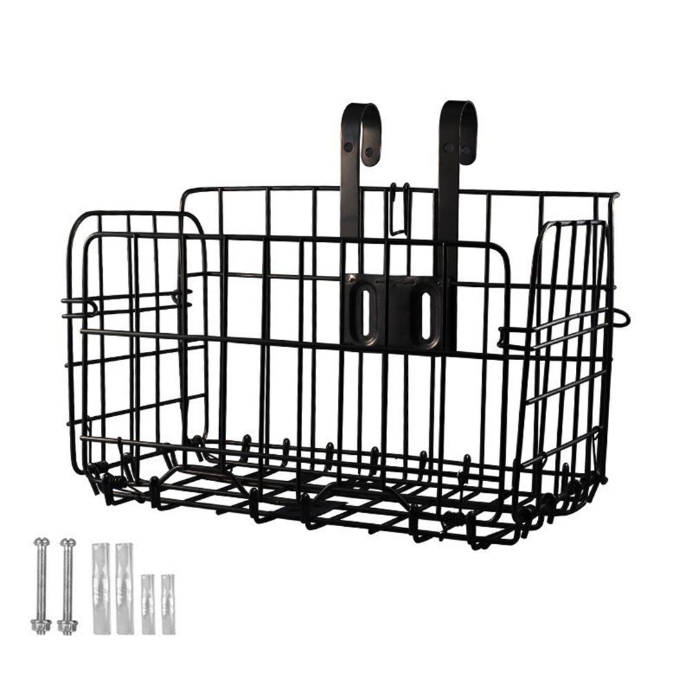 Metal Wire Ebike Basket Rust Proof Quick Release Frame Basket Non-Slip Fold-Up Bike Cargo Rack for Outdoor Cycling Travel Basket