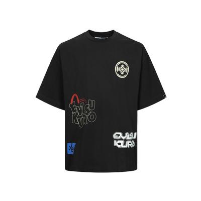 Multi-Logo And Slogan Print Oversized Short Sleeve T-Shirt Men Tops 2ESGNM4TS5269OSCT