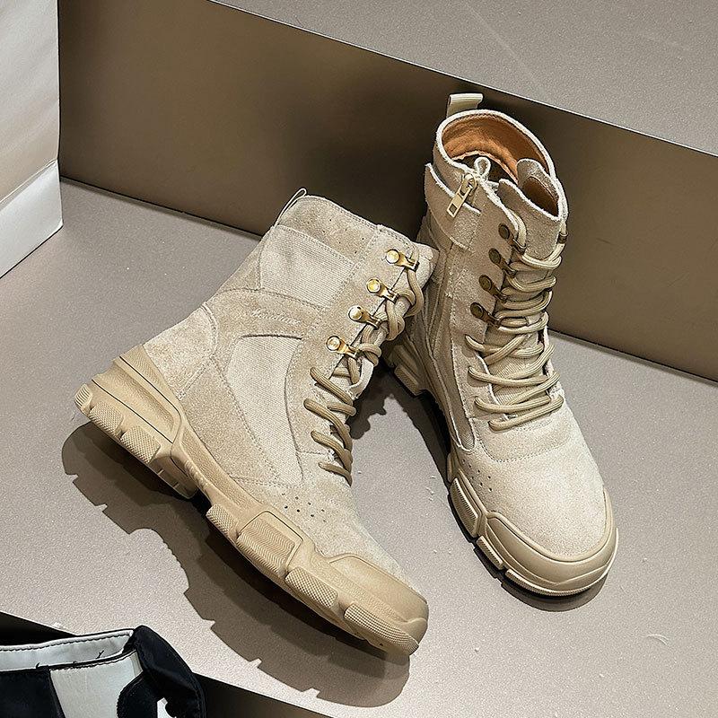 Fashion Work boots for women in spring 2025 new thick soled suede short boots for hiking and hiking casual boots