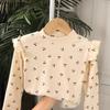 Children's Stylish Long-sleeved Versatile Printed Autumn-style Girls' Blouse with New Sleeves and Floral Print