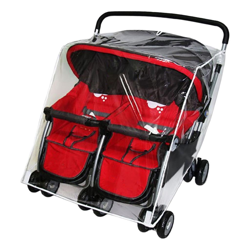 Twin Baby Strollers Raincoat Waterproof Full Wrap Case Protector Windproof Pram Cart Protective Sleeve for Outdoor Use