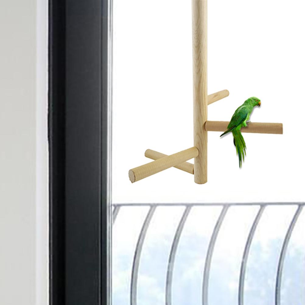 Wooden Parrot Perches Birds Stand Pole Rotatable Parrot Perches Bird Cage Accessories