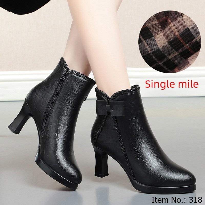 

Women s New Spring and Autumn Ankle Boots, Pointed Toe High-heeled Boots, Warm Autumn and Winter Boots with Fleece Lining 40