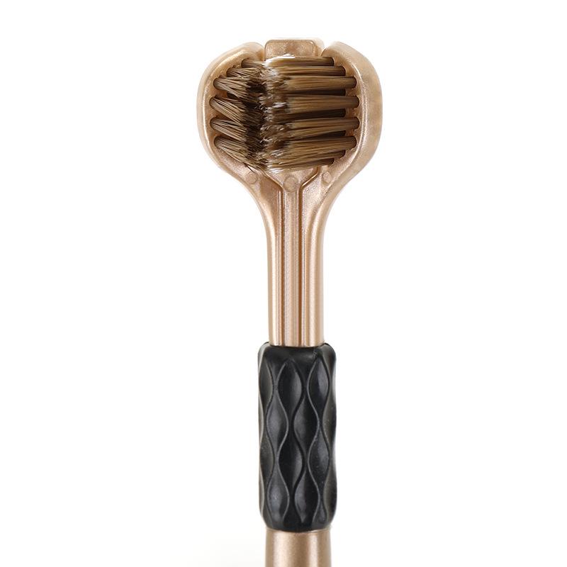 360 Triple-Head Toothbrush: Soft Bristles, 3D Design for Adults, Tongue Cleaner, Family Pack, Effective Dead Corner Cleaning.