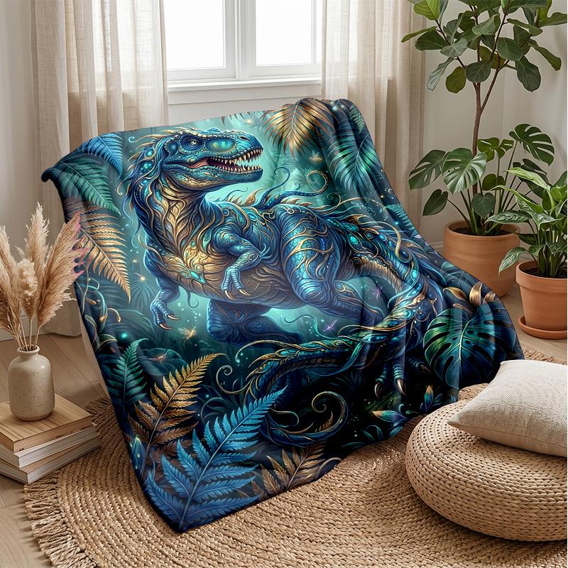 Fantasy Dinosaur World Theme Blanket Lightweight Warm Flannel Blanket Decorative Throw Blanket for Home Decoration
