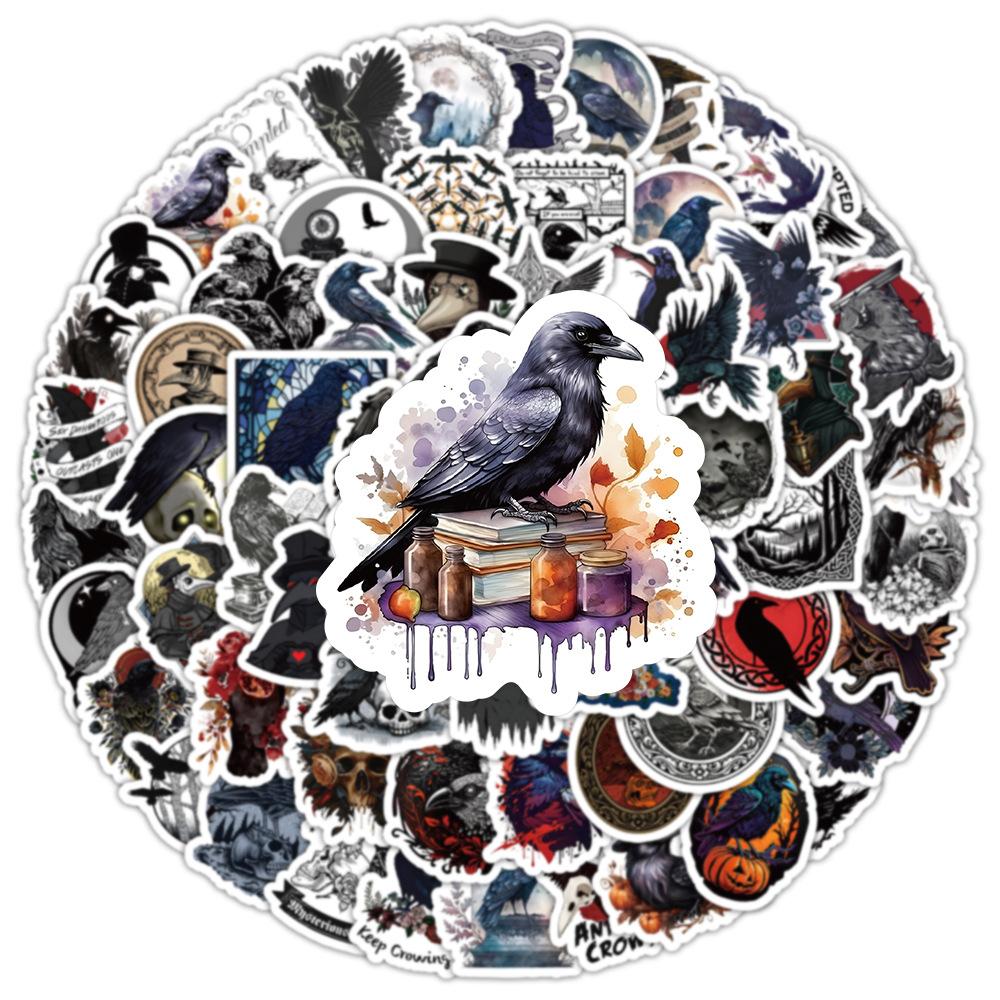 100Pcs Horror Crow Graffiti Stickers Cartoon Bird Decoration Computer Stationery Waterproof Stickers