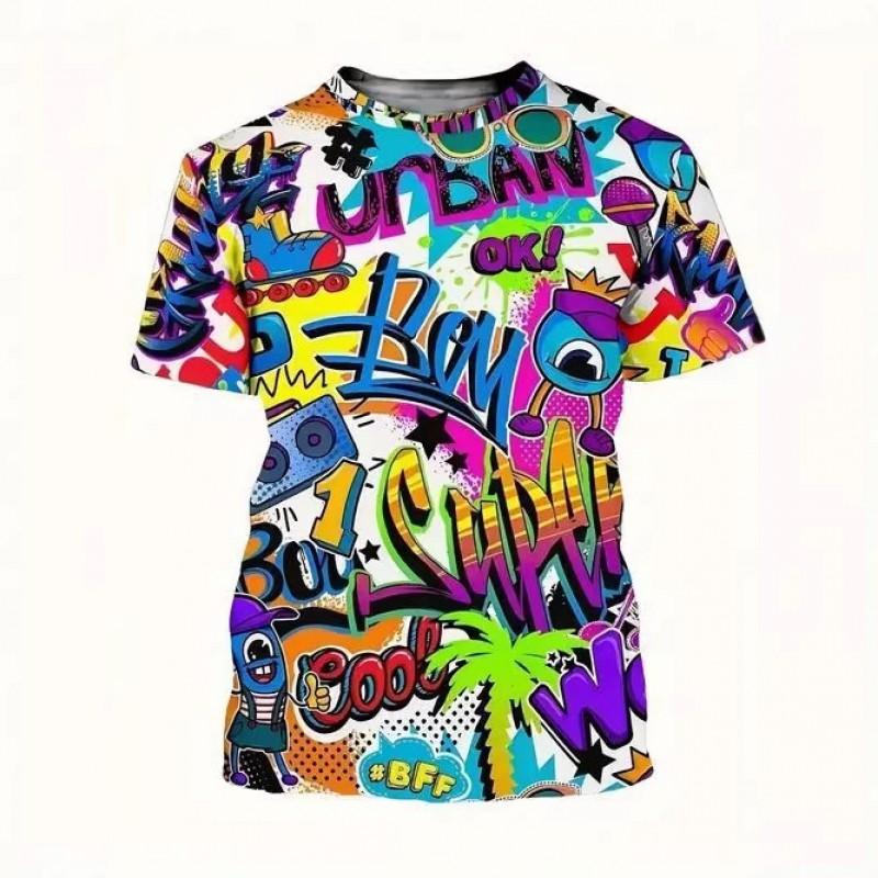 Mens 3D Anime Print Crew Neck Short Sleeve T-Shirt Casual Tee Teens Adults