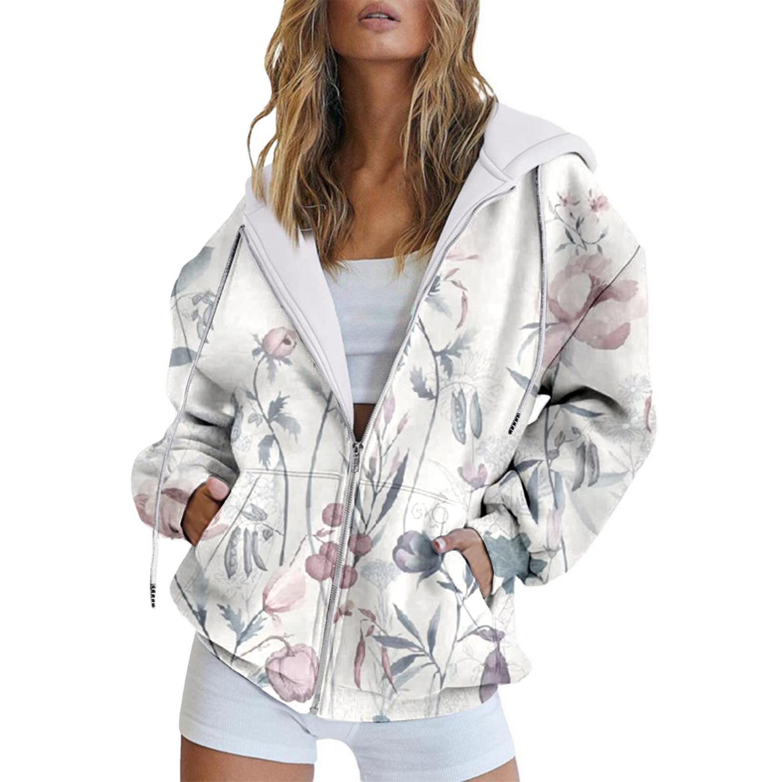 

Карманный цифровой европейский и американский стиль минималистский темперамент, мода на растительные цветы, толстовка с капюшоном на молнии, с длинными рукавамиMC4 6XL