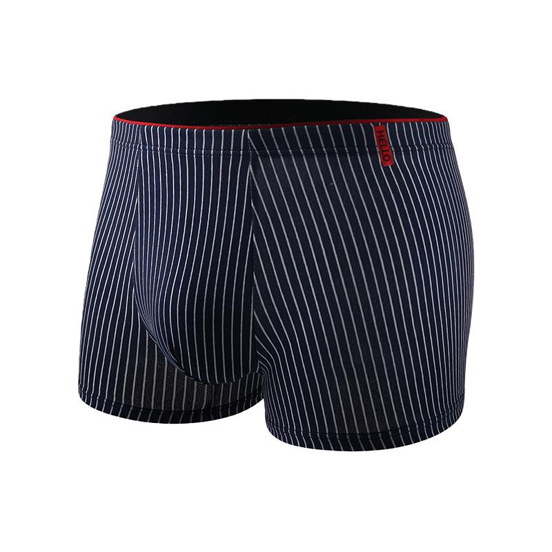 Vibrant Striped Antibacterial Breathable Men s Mid-Waist Graphene Crotch Briefs, Plus Size XL (European) синий
