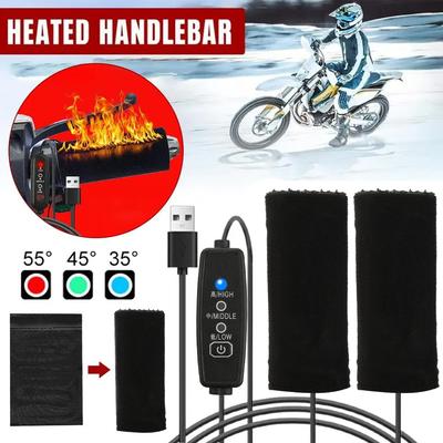 12V USB Motocyklový Elektricky Vyhřívaný Kryt Řídítek 3 Stupně Elektricky Vyhřívaný Kryt Řídítek Ohřívač Řídítek pro Venkovní Jízdu