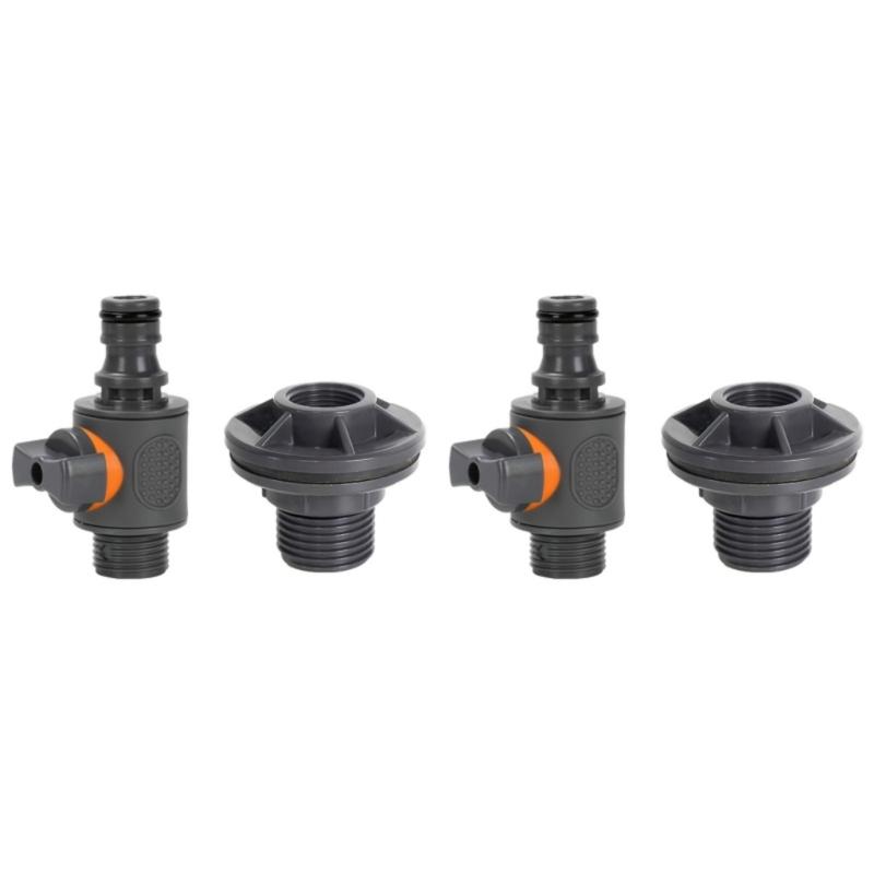Rain Barrels Bulkhead Fitting 3/4Inch Water Tank Adapter with Shut Off Valves and 16Mm Hose Barb for Garden Hose