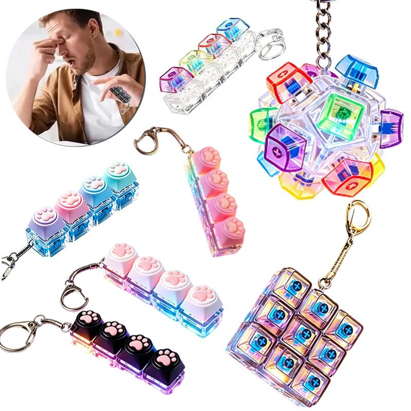 Hete Verkoop Led Toetsenbord Sleutelhanger Angstverlichting Fidget Speelgoed Sensorisch Speelgoed Voor Stressverlichting Toetsenbord Sleutelhanger Fidget Speelgoed Voor Volwassenen