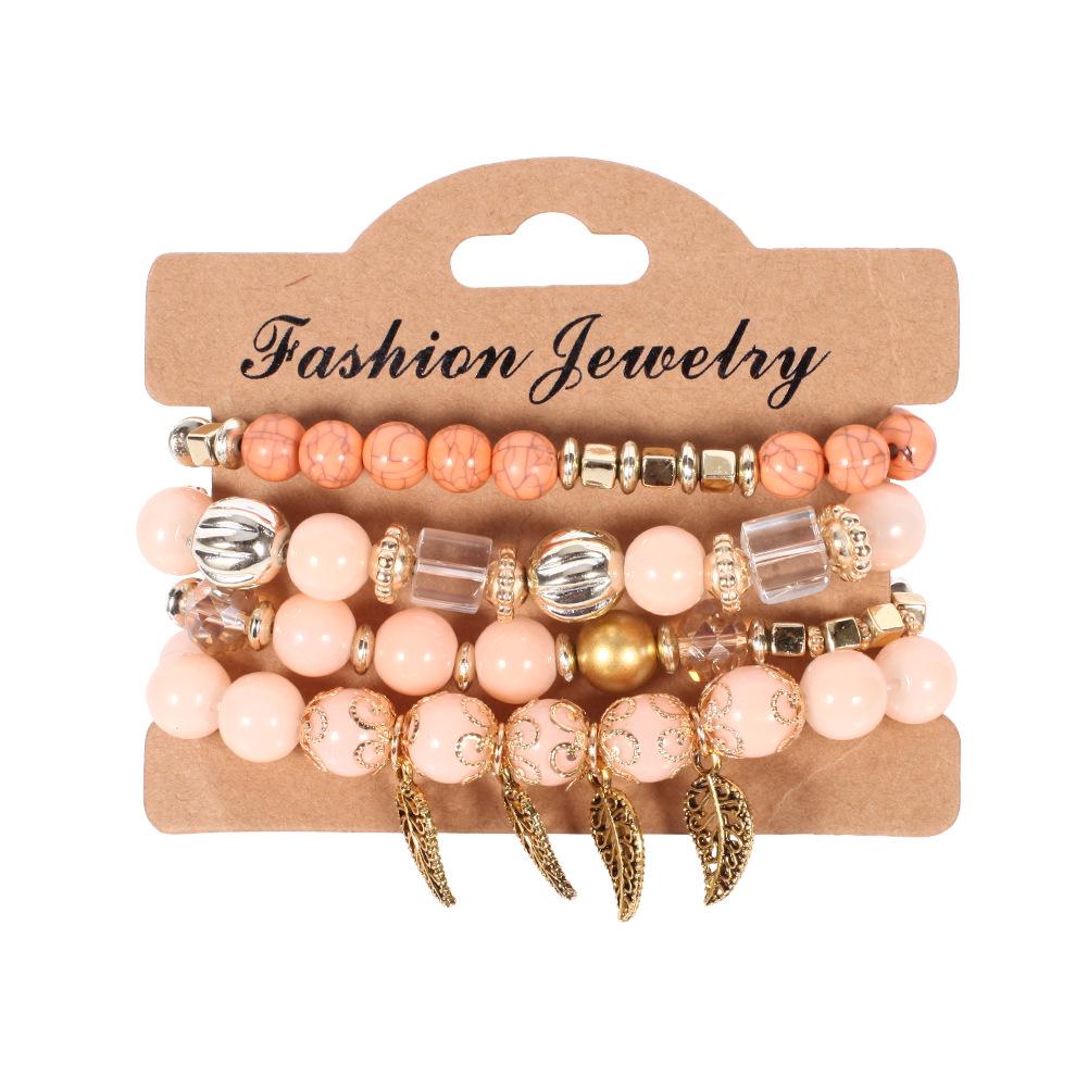 JYL TS Bracelet Bohemian  Crushed Stone Design Sparkles Energy Pink газон зеленый