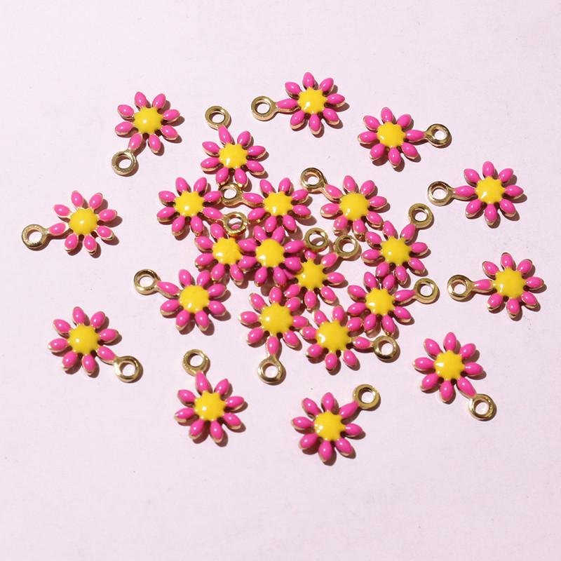 20pcs 10x7mm Small Flower Charms Pendant Enamel Stainless Steel DIY Jewelry Making Accessories Findings for Necklace Earrings