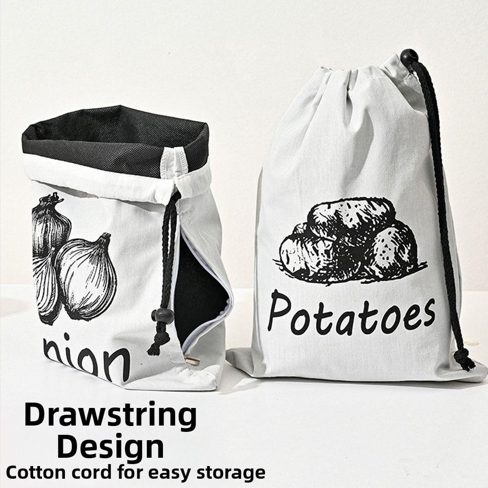 Large Vegetable Storage Bags Reusable Canvas Bag Portable Kitchen Storage Pouch