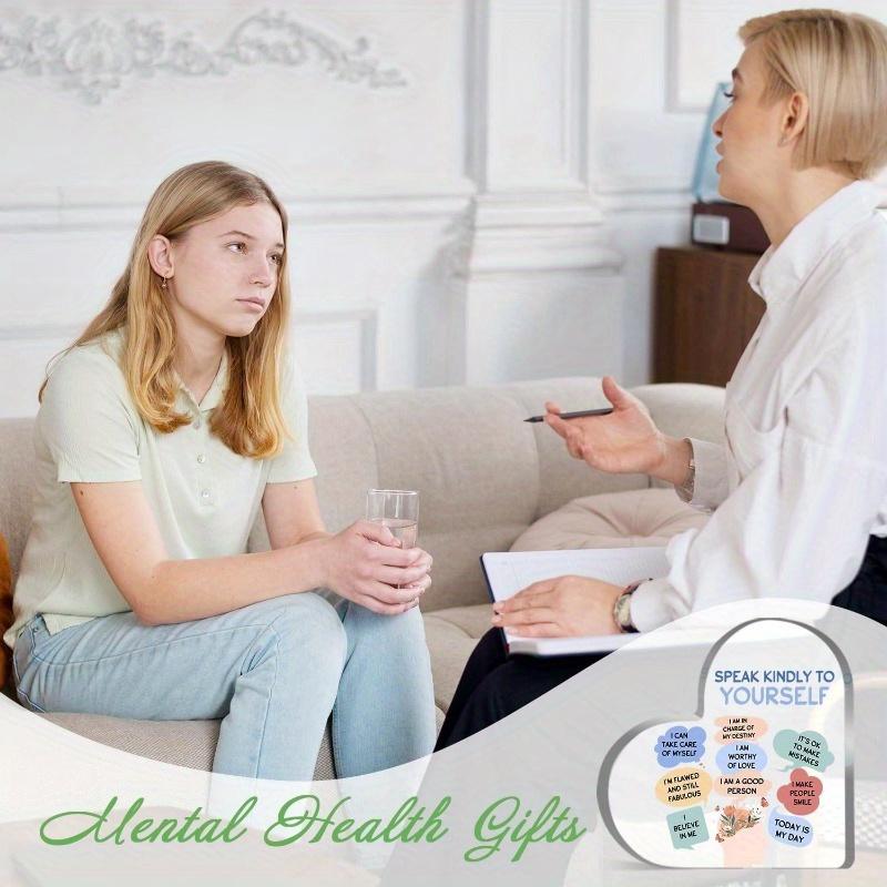 Mental Health Decor, Psychotherapy Affirmations Heart Acrylic Sign, School Counselor Sign, Therapy Anxiety Decor Sign