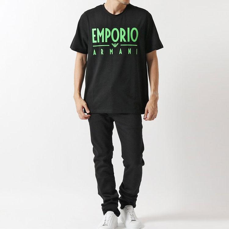 Emporio Armani Large Logo Graphic Print Short Sleeve T-Shirt Men Tops Black 3H1T90-1J0AZ-0999