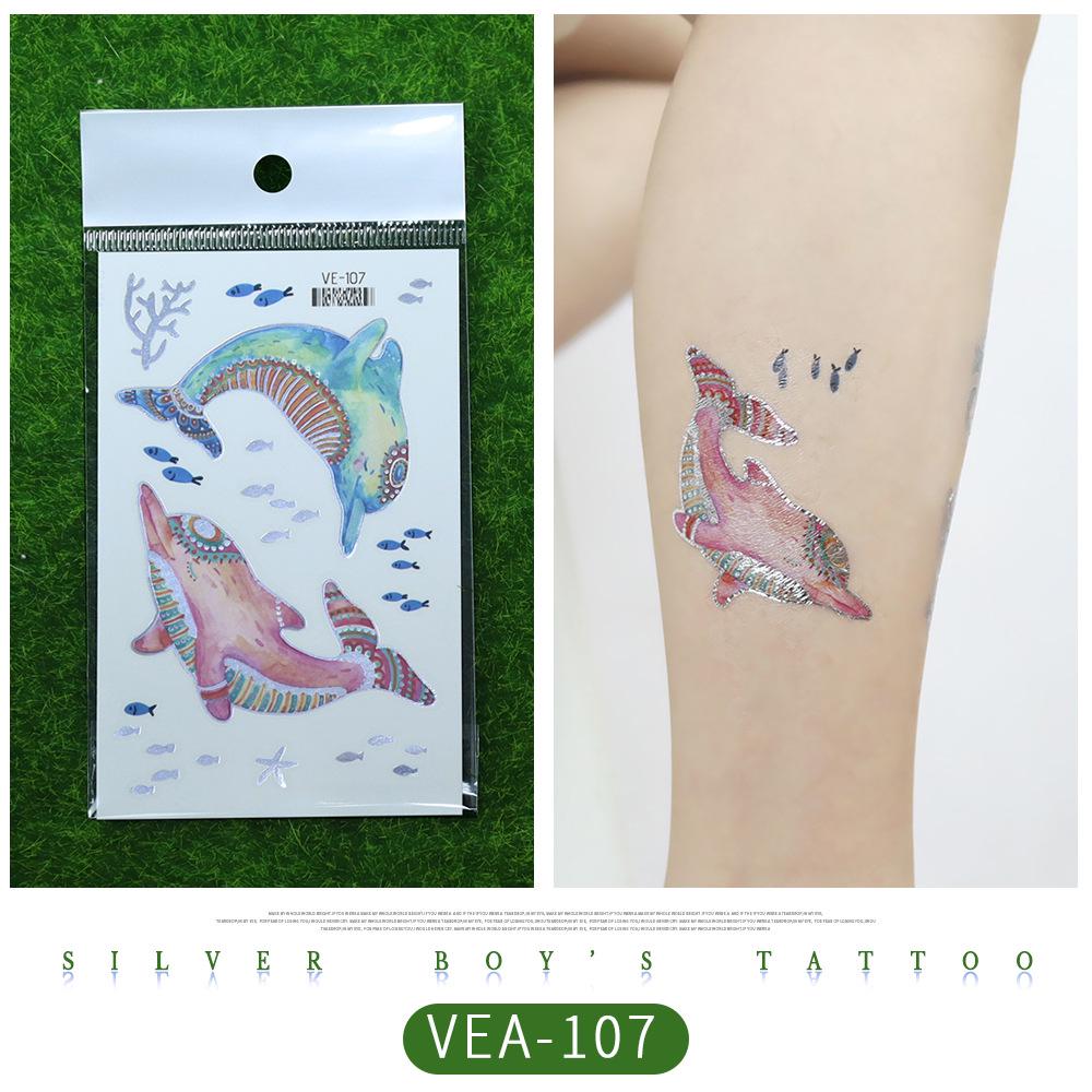Metallic Cartoon Dinosaur & Space Themed Tattoo Stickers for Face & Arm 120x75 mm