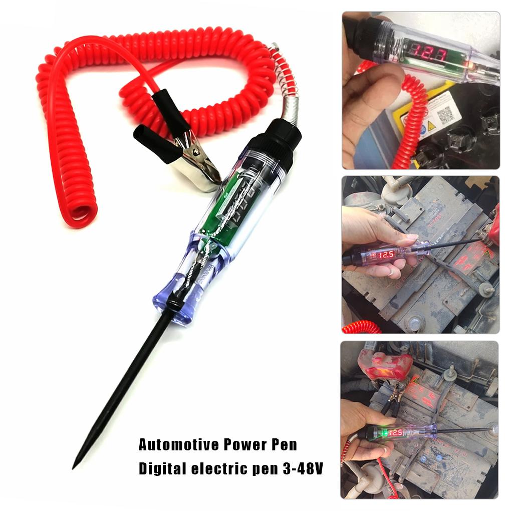 2pcs Wide Application Current Tester With Stretchable Long Cable For Cars Multi-functional Easy To Read Easy Access