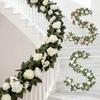 Multicolor Artificial Rose Flower Vine Silk Wall Hanging Garland Simulation Rose Leaf Vine  Gift