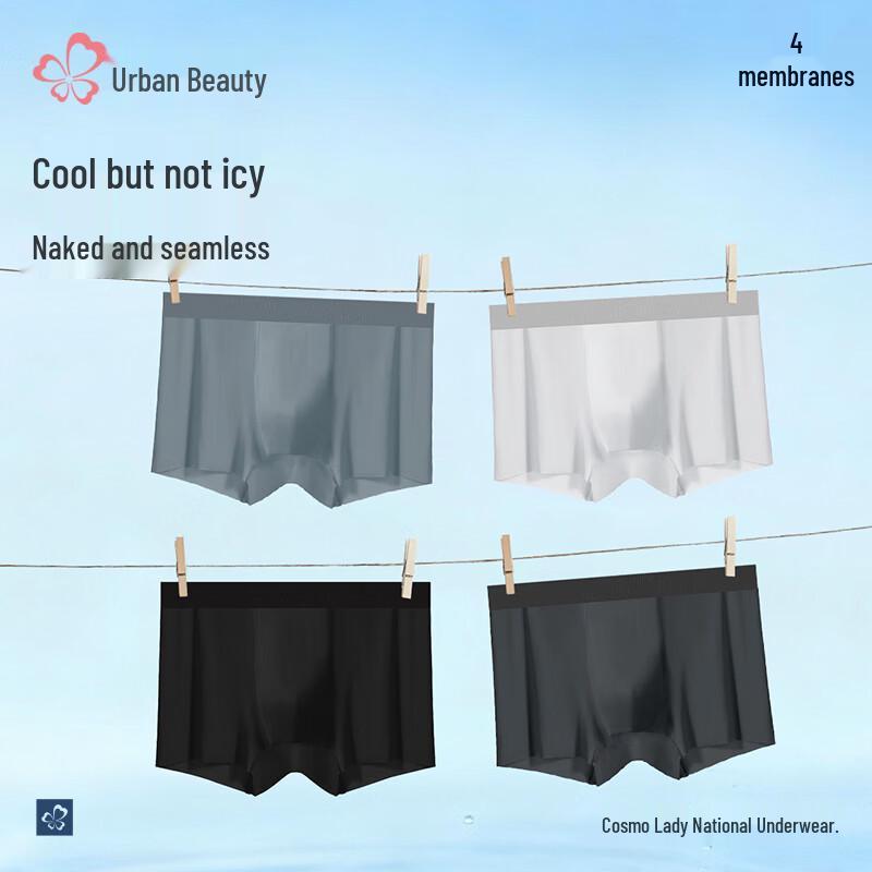 Men s Ice Silk Seamless Boxer Briefs 4-Pack XL