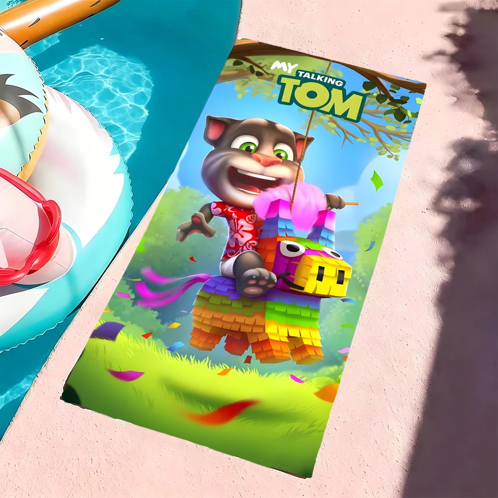 Asciugamano T-Talking Tom & Friends in Microfibra, Asciugatura Rapida, Senza Sabbia, Fibra Ultrafine, Super Morbido.