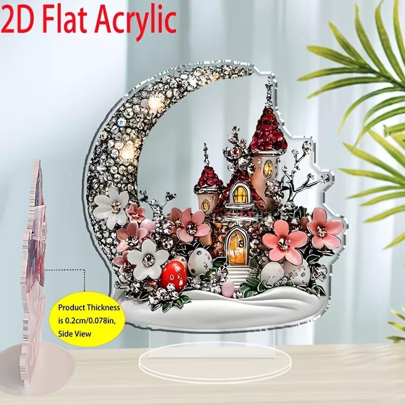 Mekka Moschee Desktop-Dekoration Halbmond und Islamische Architektur Geeignet für Zuhause, Wohnzimmer Ramadan Geschenke Religiöse Deko