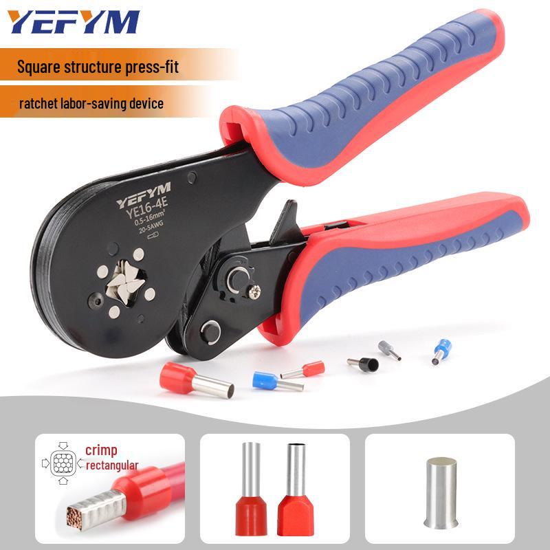 YE16-4E 4-Sided Cold Crimping Pliers for 16 Square Pin Terminals