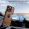 SUTENI G2 For iPhone 16 Pro Magnetic Case Leather Phone Back Cover Waxy Texture Kickstand
