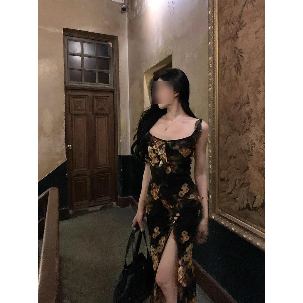 

Женское летнее облегающее платье с цветочным принтом, юбка на бретелях, облегающая бедра XL