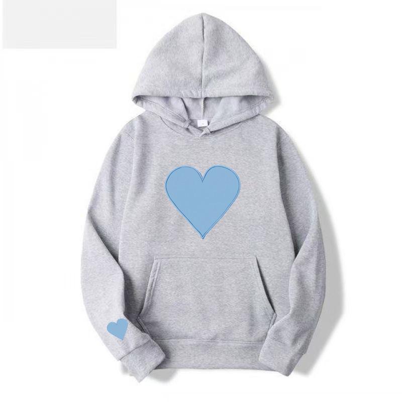 Heart-Shaped Valentine’s Day Loose Casual Couple Hoodie with Plus Velvet