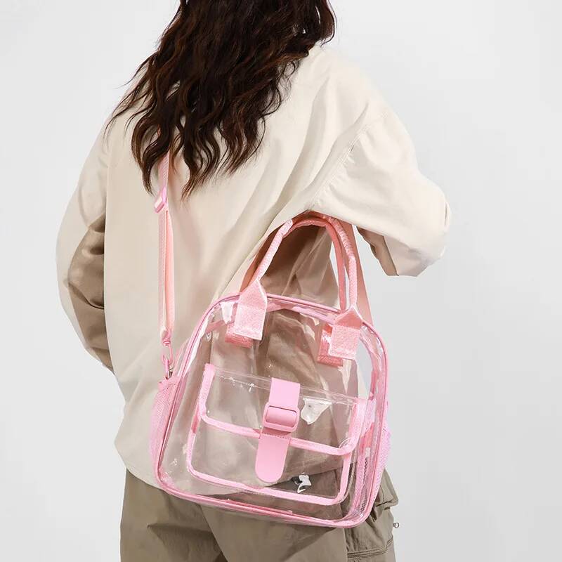 Fashion Transparent Travel Beach Crossbody Bags Large Capacity PVC Sports Jelly Shoulder Bags Portable Toiletry Storage Handbags