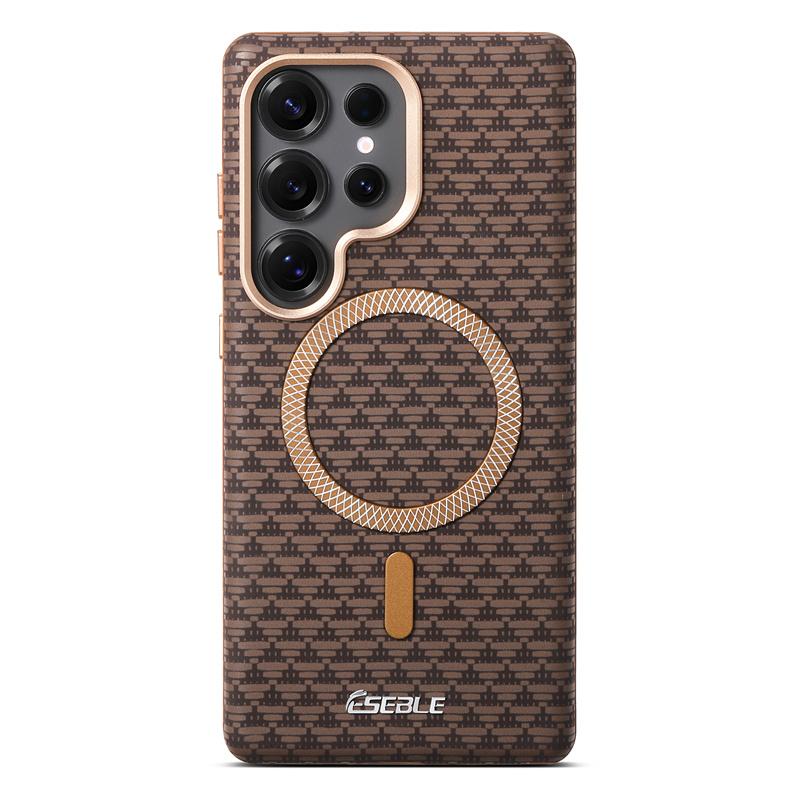 Luxury Leather Magsafe Phone Case for Samsung Galaxy S25 S24 Ultra Plus Wireless Charging Magnetic Shockproof Protective Cover