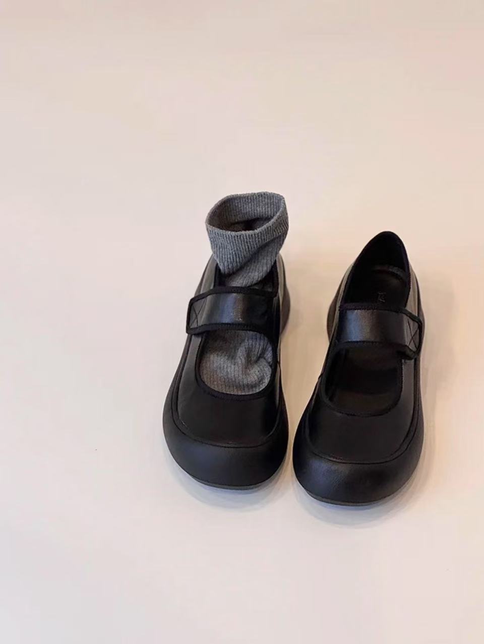 

Спортивные туфли Мэри Джейн на платформе с липучкой, женские универсальные туфли из маленькой кожи с круглым носком, ретро балетки 35