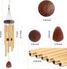 LiHang OEM Custom Gold Art Deco Memorial Decorative Music Wind Chimes 6 Hollow Aluminum Tubes Wooden Pendulum Weather Resistant