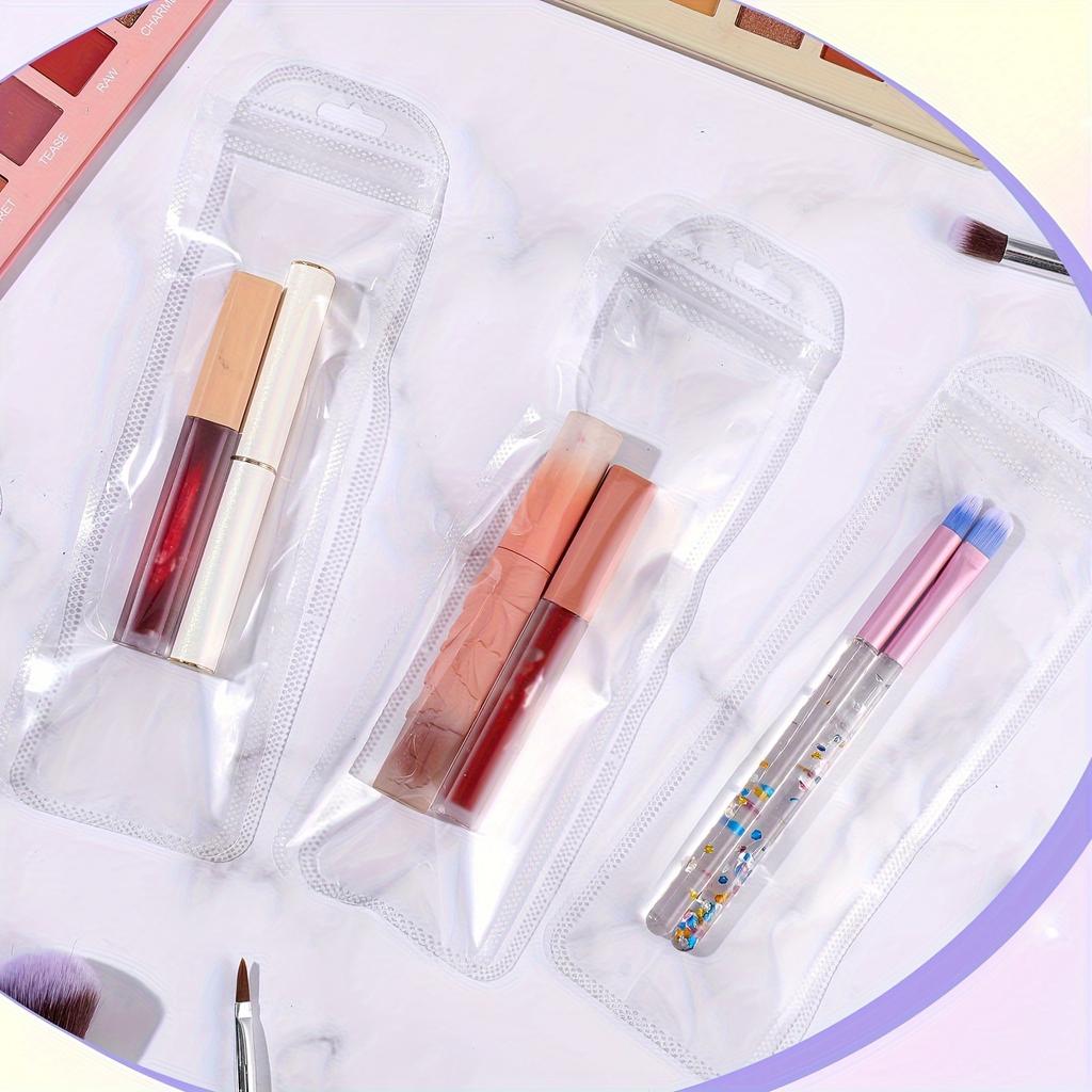 100pcs Resealable Zipper Pouch Transparent Pen Jewelry Candy Bags Small Clear Packaging with Hang Hook Cosmetic Lipgloss Storage