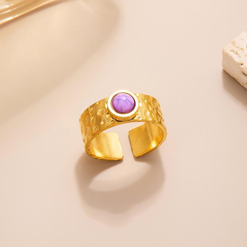 Europäischer und amerikanischer Titanstahlring mit Blumenöffnung, vergoldeter High-End-Zeigefingerring, farbenfroher, vielseitiger Ring, Schmuckgeschenk
