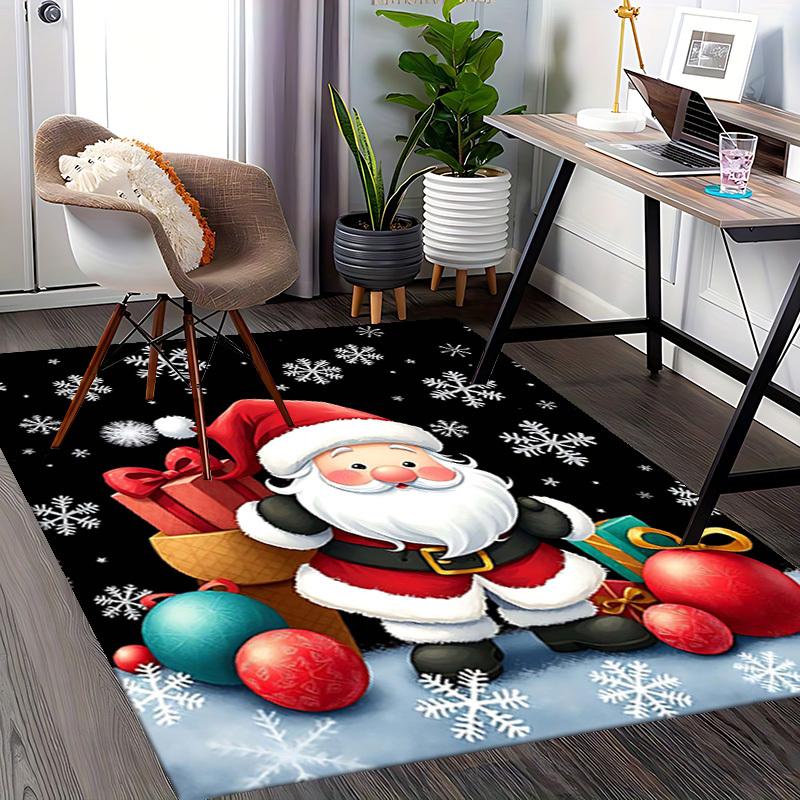 Christmas Santa Claus Chair Mat - Non-Slip Carpet for Office, Home Decor, Living Room, Bedroom, Game Room & Dormitory - Anime Cartoon Design Holiday G
