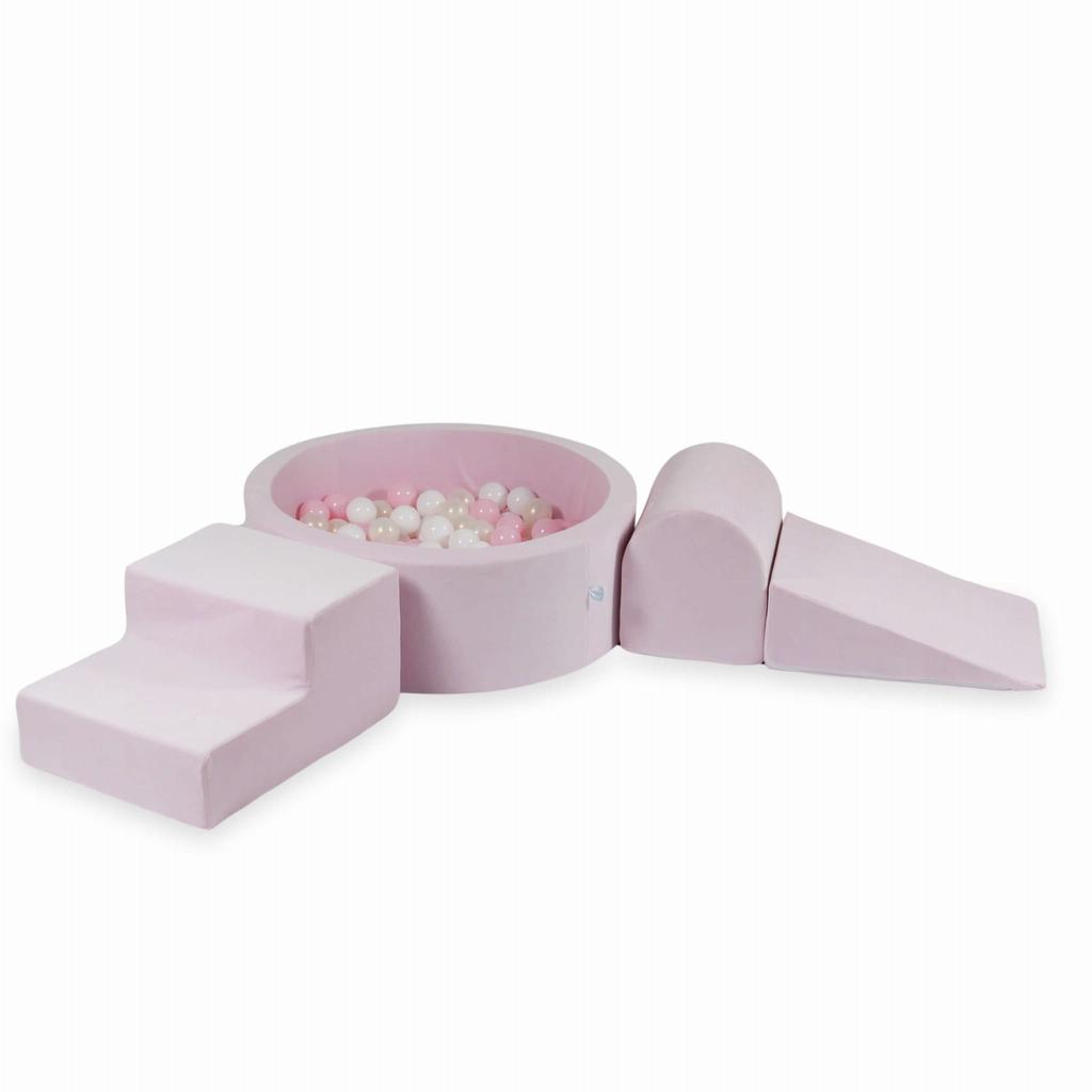 Piankowy Plac Zabaw Z Basenem Okrągłym 90X30 Velvet Soft Jasnoróżowy + 200 Piłek: Białe, Jasnoróżowe, Opalizujące