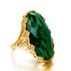 Szjinao Lujo 17*24mm Anillo Grande de Zafiro Dorado Para Mujeres Hermosa Flor Grabada Joyería Hecha a Mano Con Piedra Regalo de Tendencia Venta