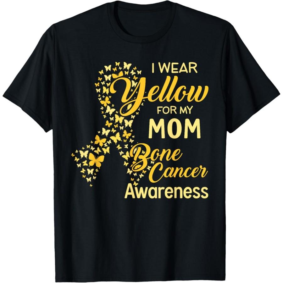 I wear Yellow for my Mom Bone Cancer Awareness T-Shirt XXXXXL чёрный