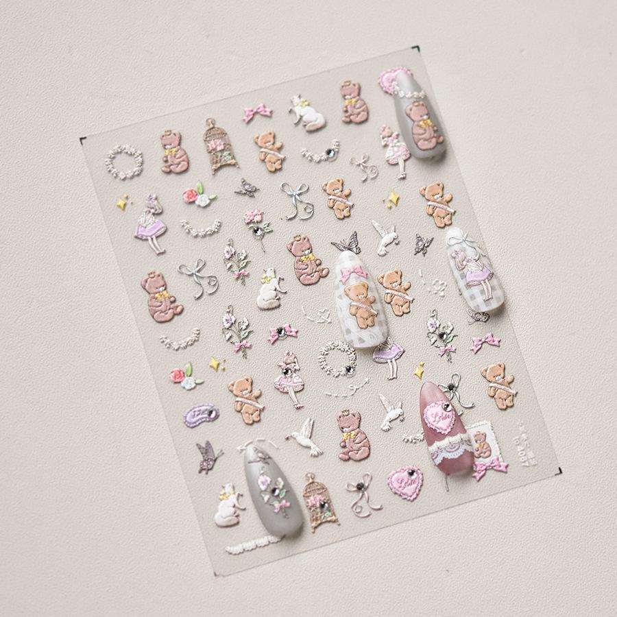 Bear Bright Crystal Nail Stickers Cute Stickers DIY Creative Decoration