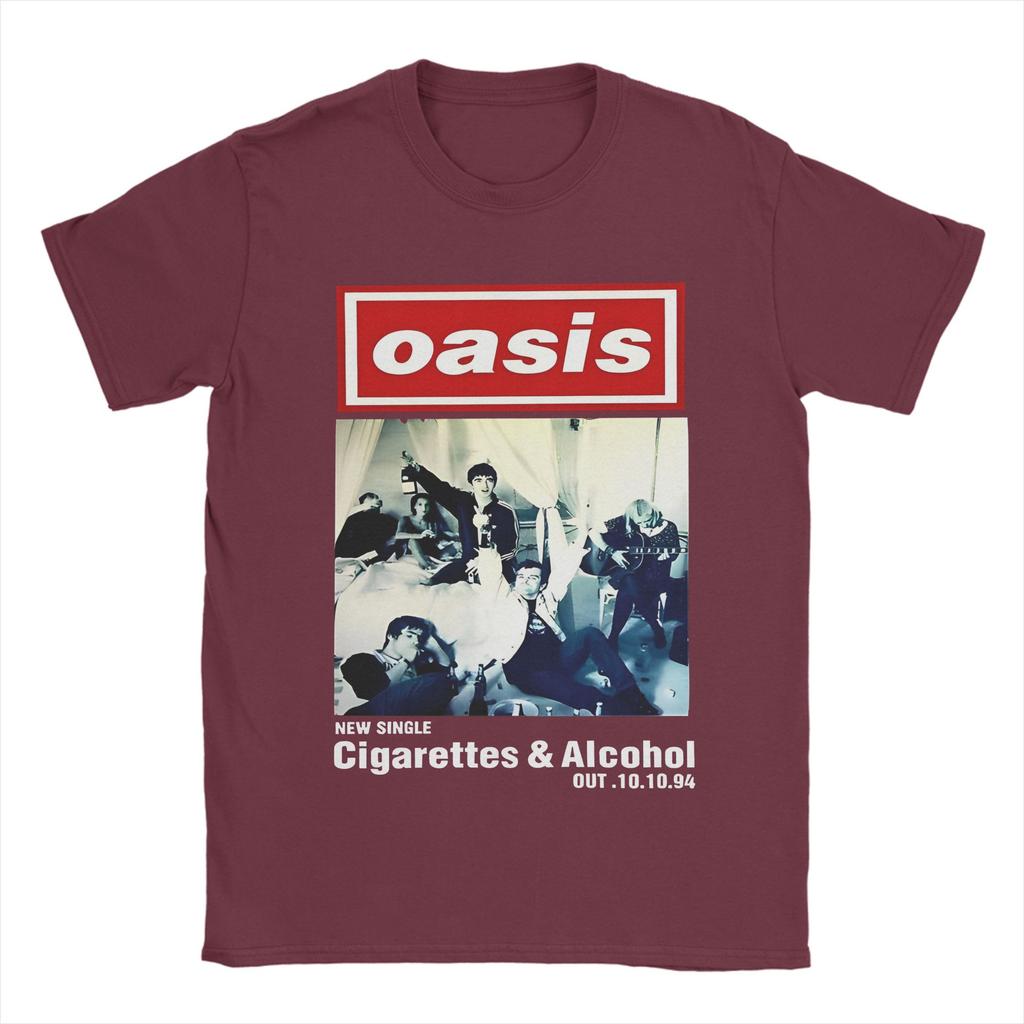 Casual Band Rock O-Oasis T-Shirt Men Crewneck Short Sleeve Clothes 100%Cotton Summer Clothing