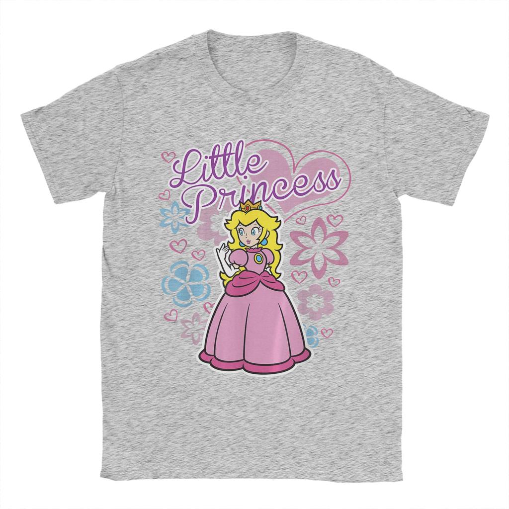 Super Marios Peach Little Princess Flowers and Hearts T Shirts for Unisex 100 Cotton TShirts Tees Short Sleeve Clothing Big Size