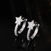 Huitan Fashion Star Hoop Earrings with Dazzling CZ Simple Stylish Ear Accessories for Women  Color Exquisite Girls Jewelry