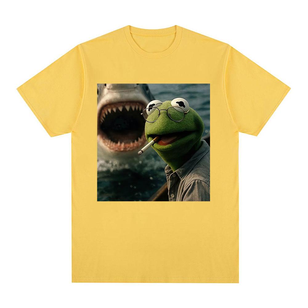 Dark Humor Frog Shark Graphic Funny Meme Tshirt Women Clothing Fashion Tshirts Cotton Casual Short Sleeve T Shirts Streetwear