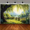 2D Flat Design 1 Piece of Spring Garden Party Background Banner Suitable for Weddings and Lawn Decoration