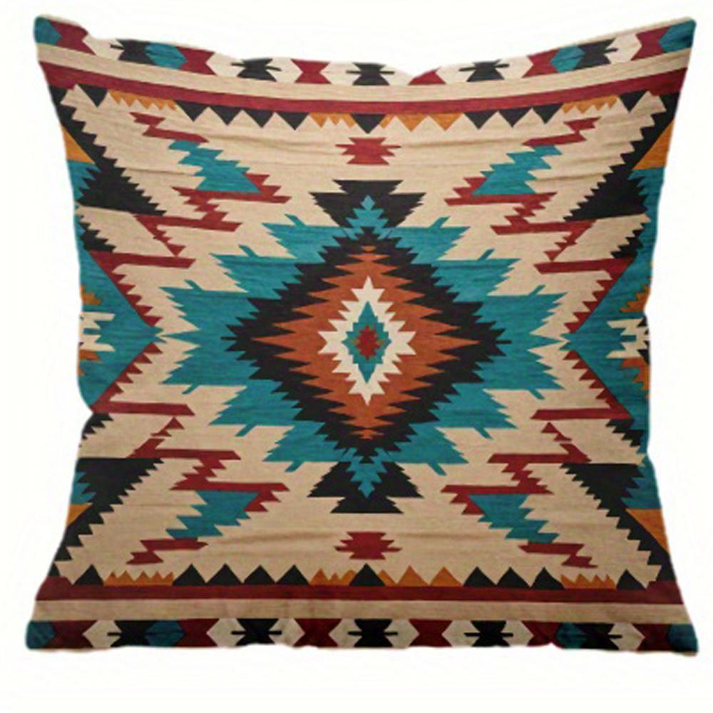 1Pc Boho Style Tribal Pillow Cover, Ethnic Themed Decor, Perfect For Living Room & Bedroom, Stylish Cushion For Home Aesthetics