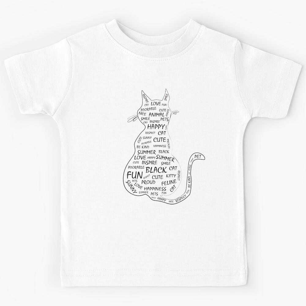 Cute | black cat | Cool words | text | 2023 Kids T-Shirt 110
